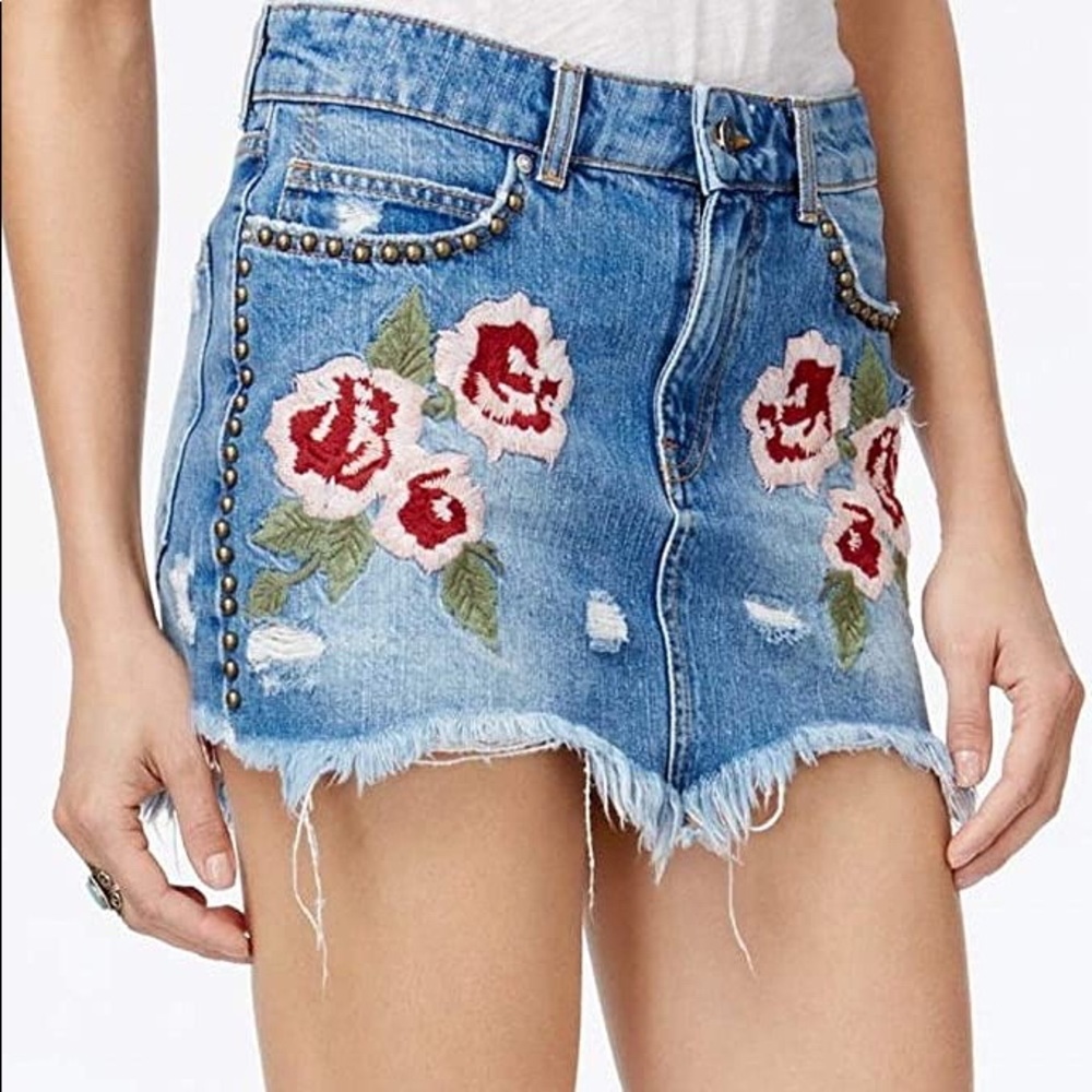 Free People Wild Rose Ember Denim Skirt - size 25